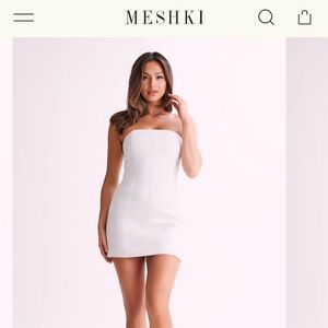 MESHKI Maci Crepe Mini Dress - white.